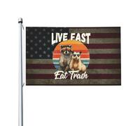 Live Fast Eat Trash Bandiera Da Cortile 90X150Cm Con Occhielli Stagionale Bandiera Da Esterno Banner Per Fattoria Parete Spiaggia