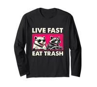 Live-Fast Mangia Trash Guida Auto Raccoon Vivere La Vita Maglia a Manica