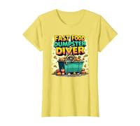 Live Fast Mangia Trash Raccoon Dumpster Diving Divertente Maglietta, Donna, Limone, L