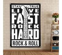 Live Fast Rock Hard - Arazzo in metallo con bandiera vintage hard punk da appendere alla parete, per casa, camera da letto, dormitorio, camera da letto, decorazione da parete, 18,9 x 145 cm