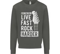 Live Fast Rock più Difficile Chitarra & Rotolo Musica Bambini Felpa Maglione