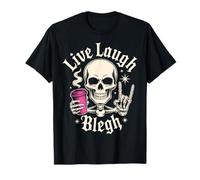 Live Laugh Blegh Funny Skeleton Groovy Maglietta