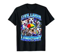 Live Laugh Lobotomia Meme Gatti Ironic Bootleg Maglietta