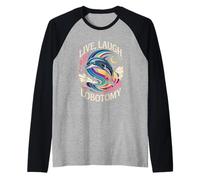 Live Laugh Lobotomia Sarcastico Adulto Bavaglio Umorismo Uomini Donne Maglia con Maniche Raglan