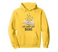 Live Laugh & Love Books Reading Butterfly Book Lover Bookish Felpa con Cappuccio