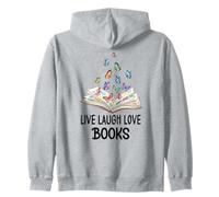 Live Laugh & Love Books Reading Butterfly Book Lover Bookish Felpa con Cappuccio