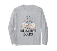 Live Laugh & Love Books Reading Butterfly Book Lover Bookish Maglia a Manica