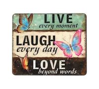 Live Laugh Love Butterfly Tappetini per Il Mouse Confortevole Mousepad Antiscivolo Tappetino Mouse per Ufficio Laptop Casa 25X30Cm