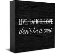 Live Laugh Love Don'T Be A Wooden Box Sign Decorative Funny Office Wood Box Sign Home Office Decor Rustic Farmhouse Square Desk Decor Sign For Shelf 12,7 x 12,7 cm