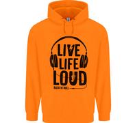 Live Life Loud Rock N Rotolo Chitarra Musica Bambini Felpa con Cappuccio