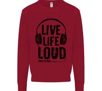 Live Life Loud Rock N Rotolo Chitarra Musica Uomo Felpa Maglione
