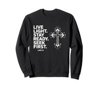Live Light Stay Ready Cerca il primo messaggio cristiano di Luca 12 Felpa