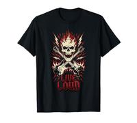 Live Loud Rock And Roll Chitarra Vintage Rock Music Maglietta