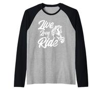 Live Love And Ride Horse Equitazione Cavaliere Proprietario di Cavalli Ranch Maglia con Maniche Raglan