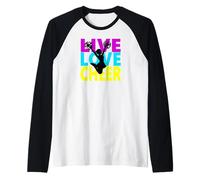 Live Love Cheer Tshirt Ragazze Donne Idea Regalo Cheerleader Maglia con Maniche Raglan