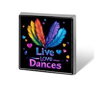Live Love Dances - Spilla quadrata a forma di cuore, spilla a bottone per zaini, giacche e cappelli.