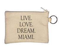 Live Love Dream Miami Florida portachiavi portamonete beige