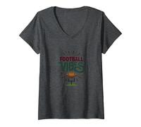 Live Love Football Retro Sport Fan Entusiasmo Maglietta con Collo a V, Donna, Grigio Scuro, L
