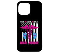 Live Love Heal NICU Nurse American Flag Nursing Nurses Custodia per iPhone 13 Pro Max