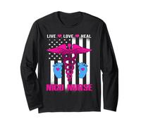 Live Love Heal NICU Nurse American Flag Nursing Nurses Maglia a Manica