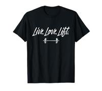 Live Love Lift Distressed Barbell Gym Design Maglietta