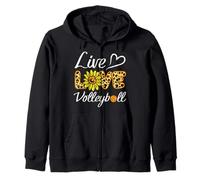 Live Love Pallavolo Leopardo Girasole Felpa con Cappuccio