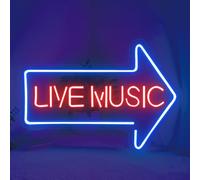 Live Music Neon Luci,Lampada LED Dimmabile per Studio Musicale Camera da Letto e Bar - Insegna Neon Musica USB Colorate,Insegna Luminosa Regalo per Donna Uomo Musicisti e Teenager（15"*10.6"）