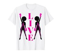 Live Pray Cancro al Seno Nastro Rosa Ragazza Nera Melanina Donne Maglietta