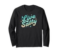 Live Salty Retro Beach Vibes Sea Salt Ocean Lovers Maglia a Manica