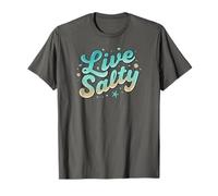 Live Salty Retro Beach Vibes Sea Salt Ocean Lovers Maglietta