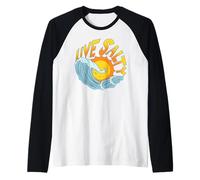 Live Salty, Sand Sun Beach Casual Beachwear Maglia con Maniche Raglan