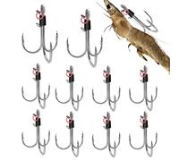 Live Shrimp Hook - 10 Pieces Steel Saltwater Fishing Hooks, Three-Barb Design, Durable Resistant | Tackle Equipment For Lake, River, Surf, Pier, Trout, Bass, Freshwater, Night, Casting, Trol