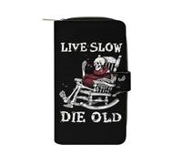 Live Slow Die Old Fashion Portafoglio Porta Carte di Credito Sottile Tasca per Monete Borsa per Telefono Portatile per Donne Uomini 20 × 4,5 × 3,8 cm
