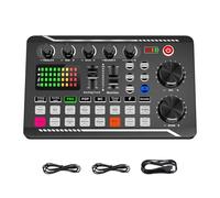 Live Sound Card, Podcast Studio Equipment, Streaming Audio Mixer, Sound Effects Board, Professional Podcast Mixer, Voice Changer Board, Soundboard for Streaming, 9.06x5.71x1.97 inches, ABS
