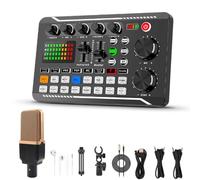Live Sound Card with Dj Mixer Effects & Voice Changer, F998 Live Sound Card Audio Mixer, Live Sound Card Audio Mixer, Professional Sound Mixer Board, Voice Changer Sound Board Live Sound Card (C)