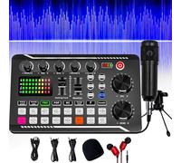 Live Sound Card with Dj Mixer Effects & Voice Changer, F998 Live Sound Card Audio Mixer, Sound Card for Live Streaming, 16 Special Effects Ambient Sounds, Professional Sound Board for Gaming (Set-C)