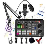 Live Sound Card with Dj Mixer Effects & Voice Changer, F998 Live Sound Card Audio Mixer, Sound Card for Live Streaming, 16 Special Effects Ambient Sounds, Professional Sound Board for Gaming (Set-E)