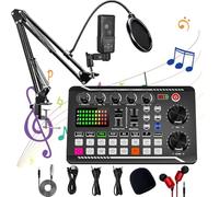 Live Sound Card with Dj Mixer Effects & Voice Changer, F998 Live Sound Card Audio Mixer, Sound Card for Live Streaming, 16 Special Effects Ambient Sounds, Professional Sound Board for Gaming (Set-F)
