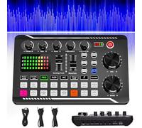 Live Sound Card with Dj Mixer Effects & Voice Changer, F998 Live Sound Card Audio Mixer, Sound Card for Live Streaming, 16 Special Effects Ambient Sounds, Professional Sound Board for Gaming (Set-A)