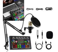 Live Sound Card with DJ Mixer Effects & Voice Changer, Live Sound Card Audio Mixer, Sound Card for Live Streaming, 16 Special Effects Ambient Sounds, Professional Sound Mixer Board. (Set-B)