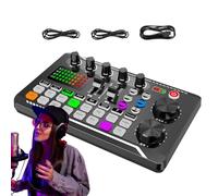 Live Sounds Card, Podcast Production Studio Equipment, 7 Recording Modes, 4 Sound Change Modes, Sound Effects Board for Streaming, Podcasting, 9.06x5.71x1.97 inches, Black