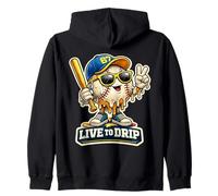 Live To Drip 67 Giocatore di Baseball Che scioglie Il Gelato Six Seven Felpa con Cappuccio