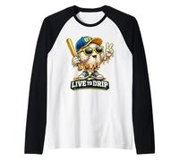 Live To Drip 67 Giocatore di Baseball Che scioglie Il Gelato Six Seven Maglia con Maniche Raglan