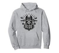 Live to Ride Ride to Live Moto Skull Biker Rebel Felpa con Cappuccio, Unisex per Adulti, Grigio Melange, XXL