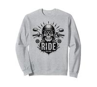 Live to Ride Ride to Live Moto Skull Biker Rebel Felpa, Unisex per Adulti, Grigio Melange, L