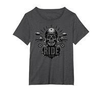 Live to Ride Ride to Live Moto Skull Biker Rebel Maglietta, Donna Plus-Size, Grigio Scuro, 5X