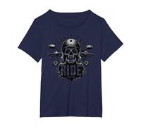 Live to Ride Ride to Live Moto Skull Biker Rebel Maglietta, Donna Plus-Size, Navy, 5X
