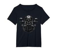Live to Ride Ride to Live Moto Skull Biker Rebel Maglietta, Donna Plus-Size, Nero, 5X