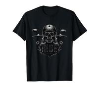 Live to Ride Ride to Live Moto Skull Biker Rebel Maglietta, Uomo, Nero, 5XL