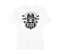 Live to Ride Ride to Live Moto Skull Biker Rebel Maglietta, Uomo Taglie Grandi, Bianco, 5X Tall